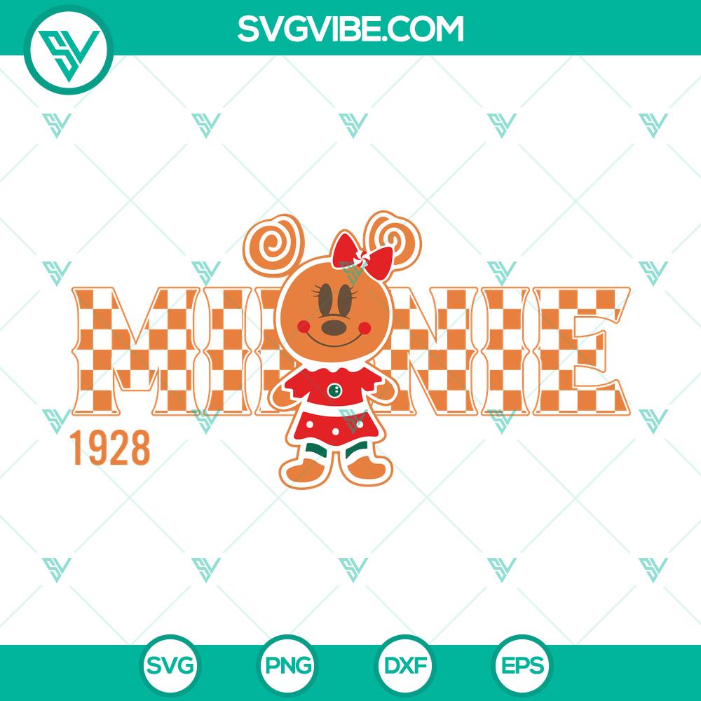 minnie-mouse-christmas-gingerbread-svg.jpg Minnie Mouse Christmas gingerbread-themed SVG design for holiday crafts, with festive and cute elements like Minnie Mouse and gingerbread cookies.