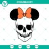 Minnie Mouse Skull SVG with Halloween theme, featuring Disney's Minnie Mouse in a spooky and cute design. Perfect for Halloween crafts.
