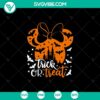 Disney Minnie Trick or Treat SVG for Halloween, festive and fun design featuring Minnie Mouse with pumpkins and candy.