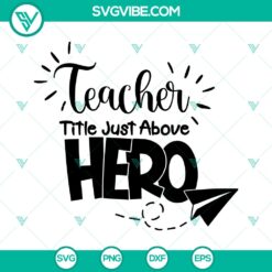 Teacher Is My Hero SVG with apple and books, perfect for teacher appreciation. Cut file clipart for crafts.