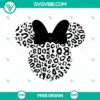 Minnie Mouse leopard head SVG cut file with stylish animal print design, free for download.