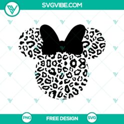 Minnie Mouse leopard head SVG cut file with stylish animal print design, free for download.