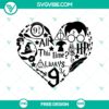Harry Potter themed SVG cut file featuring a heart design with magical love elements. Free download. Ideal for crafting and DIY projects.