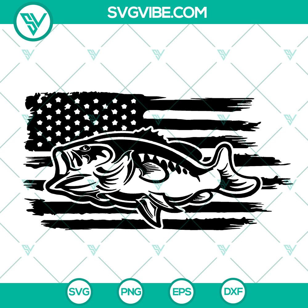 mockup-122534522.jpg Bass American flag SVG cut file for Silhouette & Cricut, patriotic design suitable for various digital crafting projects.