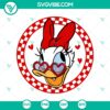 Disney Daisy Duck Valentine’s Day themed SVG file with checkered pattern. Perfect for crafting projects. Compatible with various formats.
