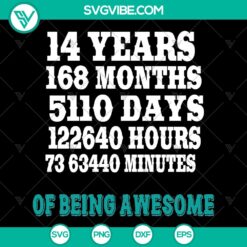 14th Birthday SVG DXF PNG - Birthday Countdown of Being Awesome Turning 14 - 14 Years Old Gift - Instant Download
