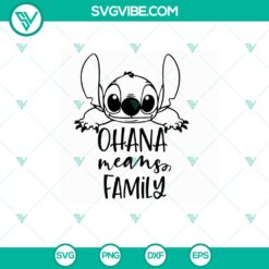Stitch Ohana Means Family SVG PNG DXF EPS Cut Files - Instant Download