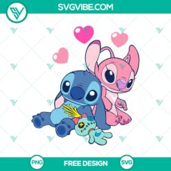 Free heartwarming cartoon design SVG cut file featuring a stitch in love theme. Perfect for crafting projects.