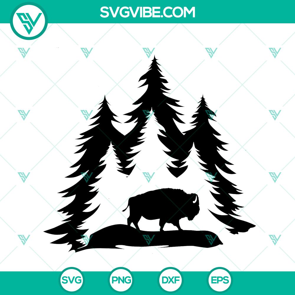 mockup-154412660.jpg Pine tree mountain buffalo SVG bundle with cut files and clipart, instant download for crafts and projects.