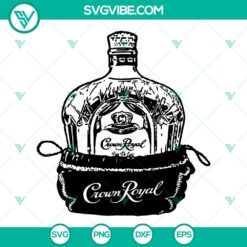Crown Royal SVG Pack - Bottle, Bag &amp; Crown Design Elements - Cut Files for Silhouette, Cricut - Alcohol Vector Clipart - Instant Download