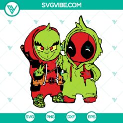 Baby Grinch and Deadpool costume SVG PNG DXF EPS - Cut Files Clipart for Silhouette Cric - Instant Download, ideal for DIY projects.