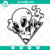 Alien smoking weed SVG, cannabis design for Cricut, trendy alien smoking marijuana illustration.
