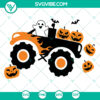 Halloween monster truck SVG with pumpkin and ghost, perfect for boys Halloween theme. Ideal for crafting projects.