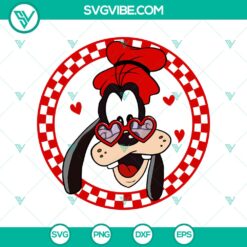Disney Goofy Checkered Valentine’s Day design in SVG, DXF, EPS, and PNG file formats for crafts and projects.