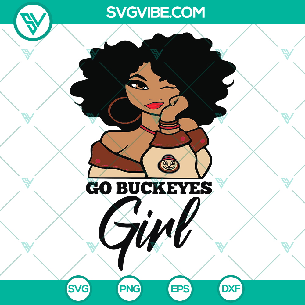 Go Buckeye Girl Sport Svg – Brutus Buckeye NCAA Football Shirt | Black Girl Gift Brutus Buckeye NCAA football shirt SVG design for Black girls, perfect gift.