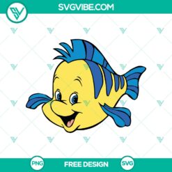 Little Mermaid Flounder SVG Cut File perfect for sea design projects, free and fun to use.