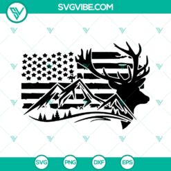 Deer hunting mountain distressed USA flag 4th of July SVG pack with commercial use cut files for Cricut and Silhouette.