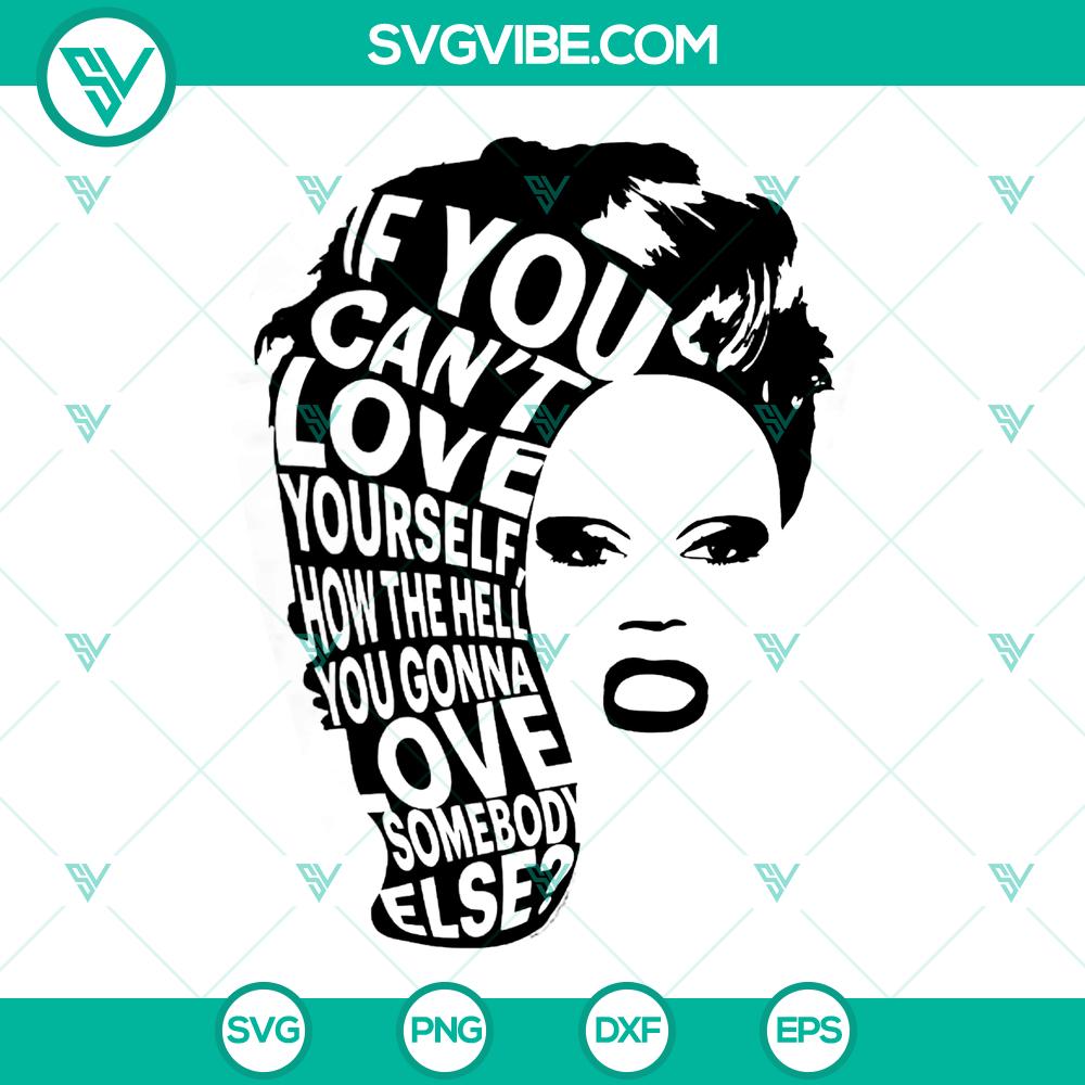mockup-217803993.jpg Rupaul "Love Yourself" SVG cut files for instant download, featuring bold and colorful design. Perfect for DIY projects.