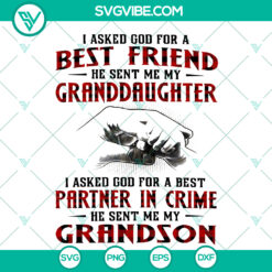 Gift for Memaw: Granddaughter &amp; Grandson Partner in Crime Cut Files - Instant Download
