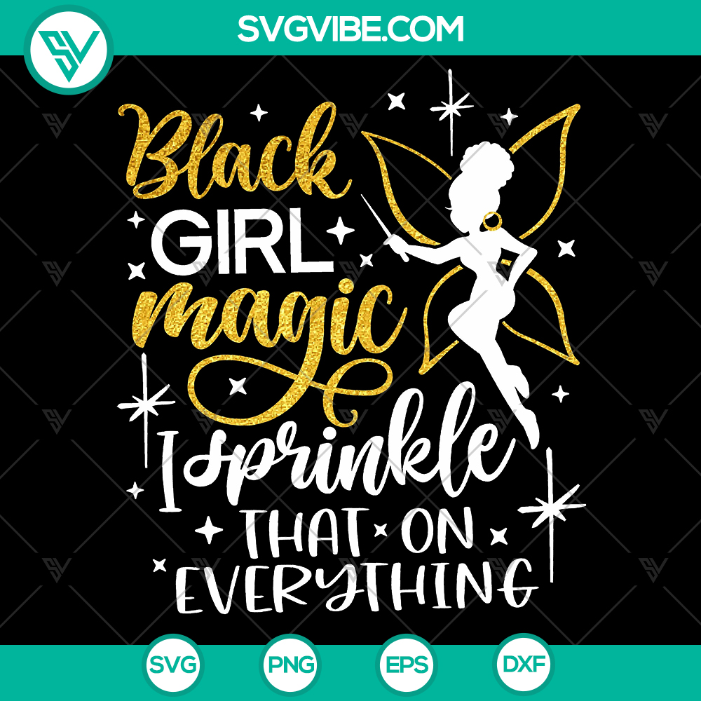 mockup-222388548.jpg Black Girl Magic SVG design with empowering message for Black women, ideal for cutting machines and crafting projects.