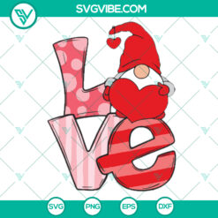 Heart hugging gnome design for Valentine's Day SVG, featuring cute gnomes in love. Perfect download for Valentines Day crafts.
