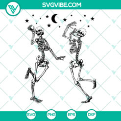 Two dancing skeletons Halloween SVG design with instant download option.