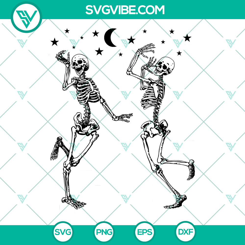 mockup-235140929.jpg Two dancing skeletons Halloween SVG design with instant download option.