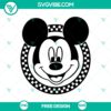 Checkered Mickey Mouse SVG Cut File with a stylish pattern design, free to download. Perfect for crafts and projects.