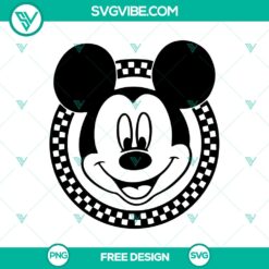 Checkered Mickey Mouse SVG Cut File with a stylish pattern design, free to download. Perfect for crafts and projects.