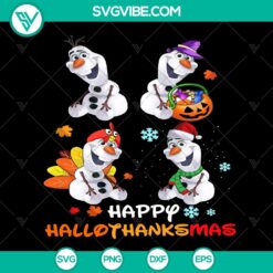 Happy Hallothanksmas Olaf Vacation Disney SVG - Fun holiday-themed design featuring Olaf from Disney's Frozen. Ideal for instant download.