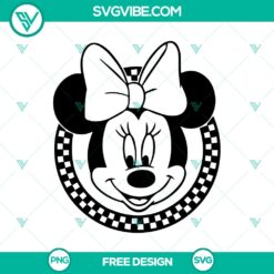 Checkered Minnie Mouse SVG Cut File with trendy pattern design for free download. Perfect for craft projects.