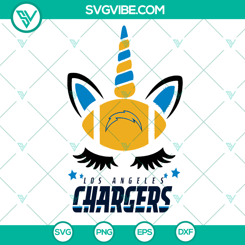 mockup-247531779.jpg Los Angeles Chargers NFL team logo unicorn SVG design in blue and yellow colors for football fans.