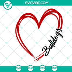 Bulldog Hand Drawn Heart SVG - High School Pride Mascot Cut Files