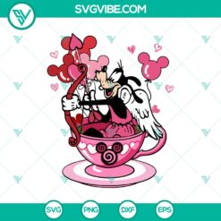 Disney Goofy Valentine Balloon & Tea Cup digital SVG DXF EPS PNG featuring themed Disney character designs for crafting.