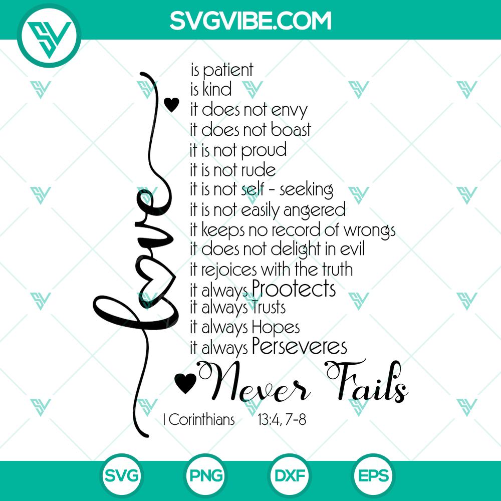 mockup-262549138.jpg 1 Corinthians 13 SVG love never fails Bible verse wall decor cut files - instant download, perfect for home decor.