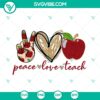 Teacher sublimation bundle with Apple Peace Love Teach design for printing on various products.