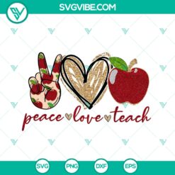 Teacher Sublimation PNG Bundle - Apple Peace Love Teach Design