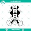 Minnie Mouse holding Mickey Mouse ears SVG cut file, free cute Disney design for crafts and projects.
