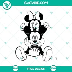Minnie Mouse holding Mickey Mouse ears SVG cut file, free cute Disney design for crafts and projects.