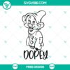 Dopey SVG cut file featuring Seven Dwarfs character design. Free fun cartoon graphic for DIY projects.