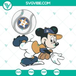 Houston Astros Mickey Baseball SVG Design - Instant Download (SVG/EPS/PNG/DXF/PDF)