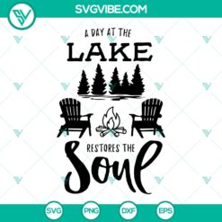 Lake Day at the Lake SVG with Adirondack Chairs and Fire Pit, Cricut Ready