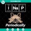French Bulldog chemistry-themed SVG cut files for instant download with a sleeping dog and periodic table design.
