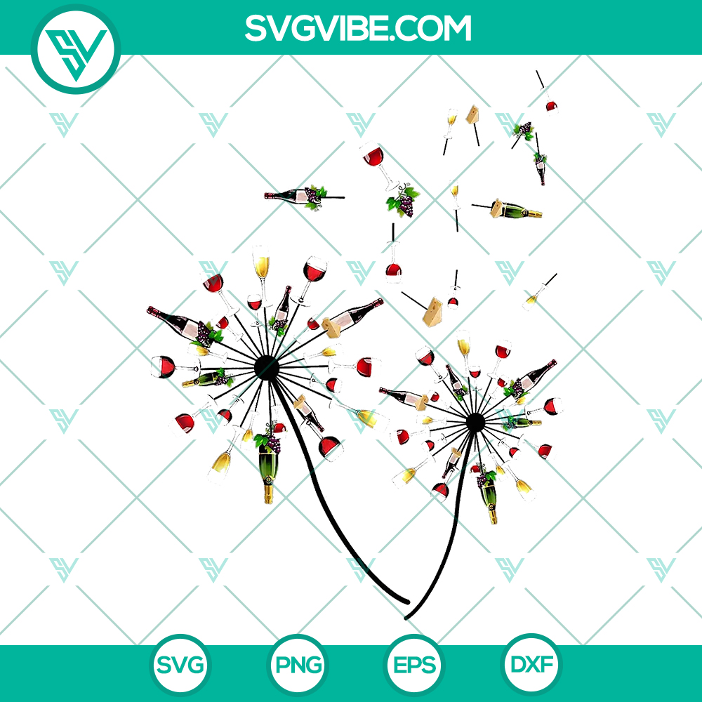 mockup-296027562.jpg Wine Dandelion Lover digital cut files with SVG, PNG, EPS, and DXF formats for crafting projects.