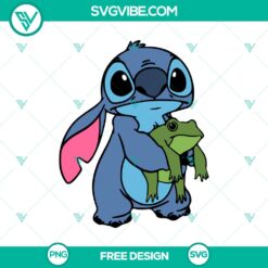 Stitch with Frog SVG Cut File, free cartoon design perfect for crafting projects.