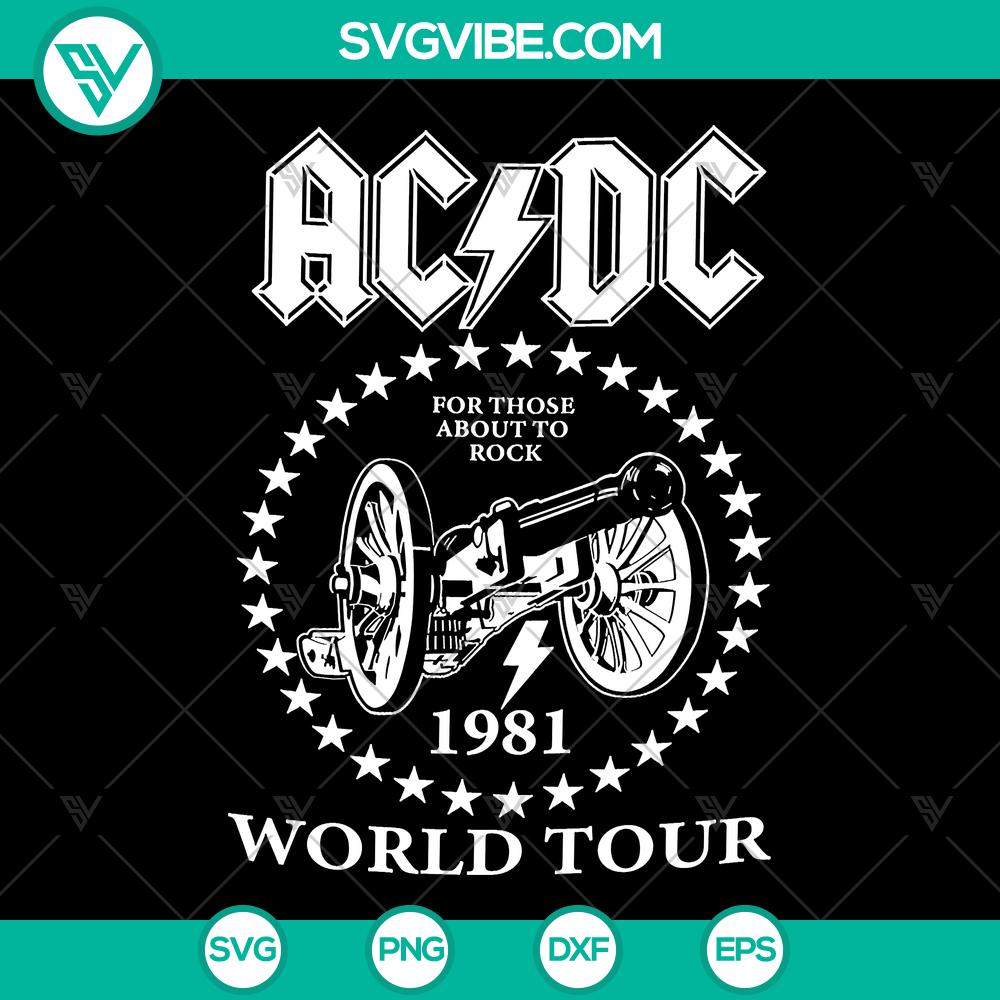 mockup-300838748.jpg ACDC World Tour 1981 SVG design for Cricut - Classic rock template with fiery cannons, a tribute to the iconic band's concert.
