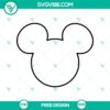 Free Mickey Mouse head outline SVG cut file, simple Disney design for crafting.