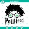 Potthead Harry Potter Weed SVG featuring Hogwarts silhouette cut files for download. Ideal for cannabis and Harry Potter enthusiasts.