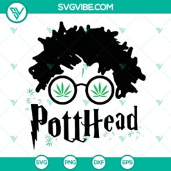 Potthead Harry Potter Weed SVG featuring Hogwarts silhouette cut files for download. Ideal for cannabis and Harry Potter enthusiasts.