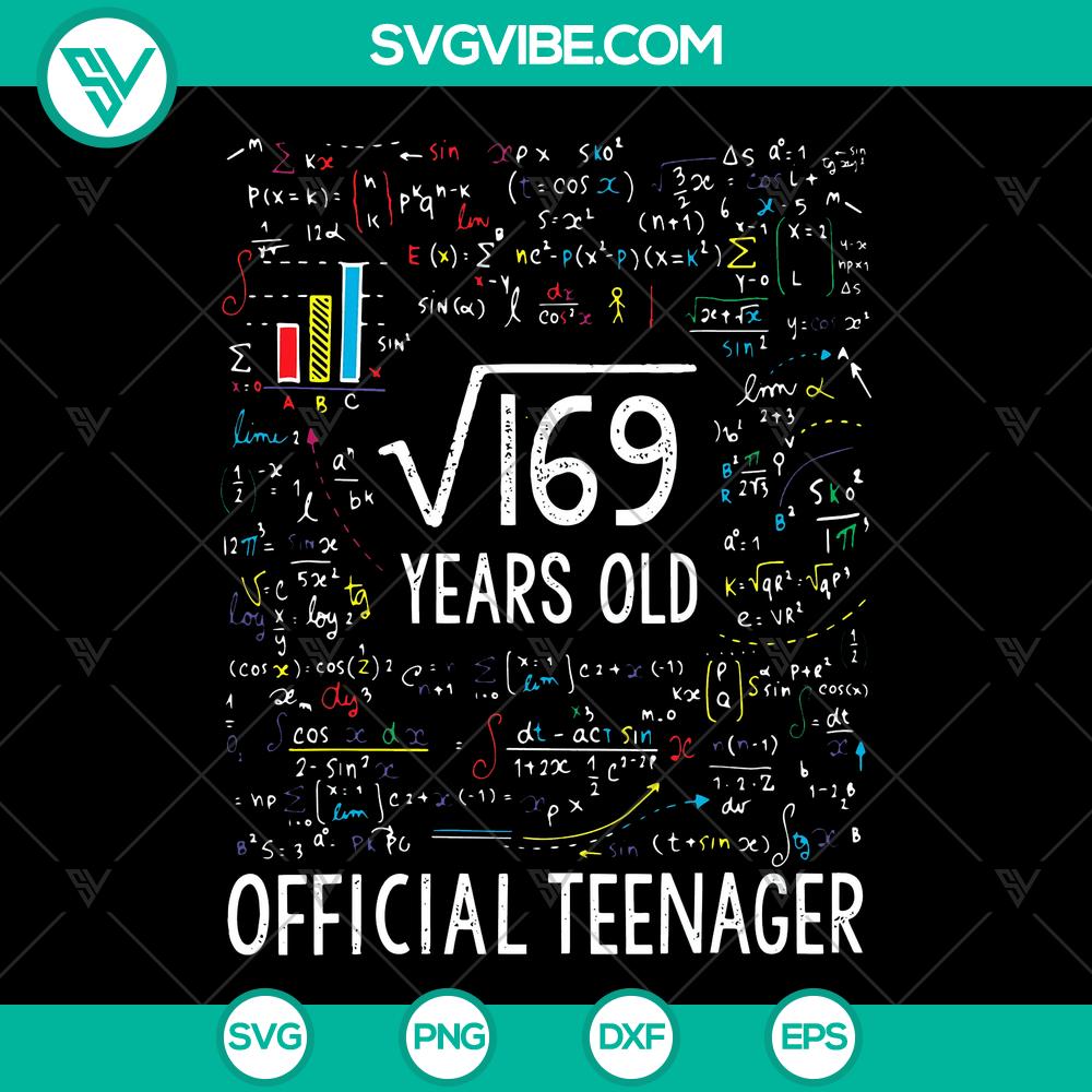 mockup-316518345.jpg Square Root of 169 13th Birthday Gift SVG Cut Files for Teenager Birthday celebration. Digital download ideal for teens.